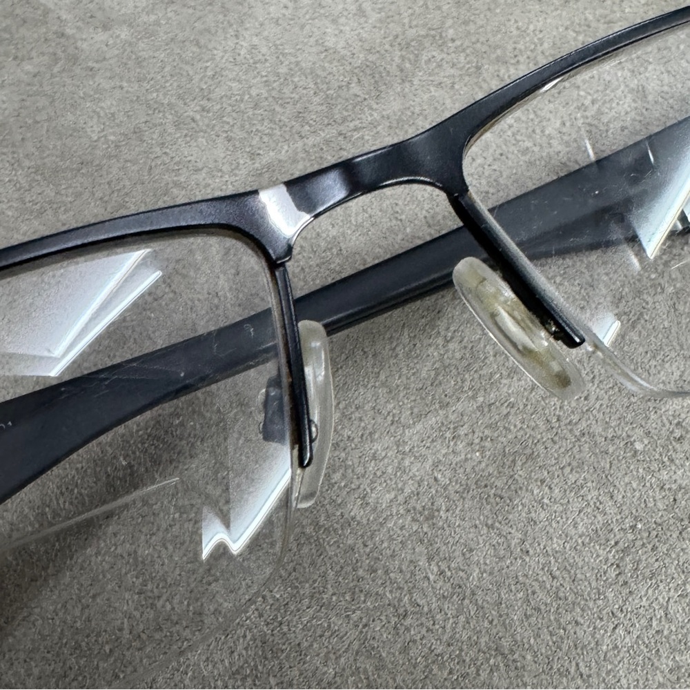 Nike 8097 001 Matte Black Half Rim Eyeglasses Frames 55-17 140 scratched bridge